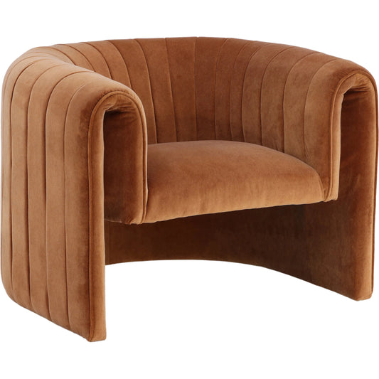 Bobbie Occasional Chair by Arch & Plane in opal ginger. Made from velvet fabric in a unique style.