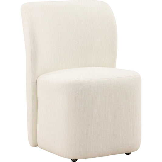 Saoirse Dining Chair by Arch & Plane in field cream. Made from tweed farbric in a unique style.