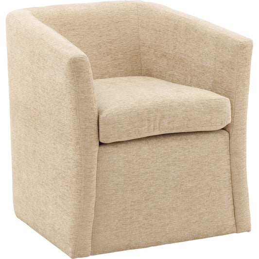 Helga Dining Swivel Chair by Arch & Plane in sand. Made from chenille fabric in a unique style.