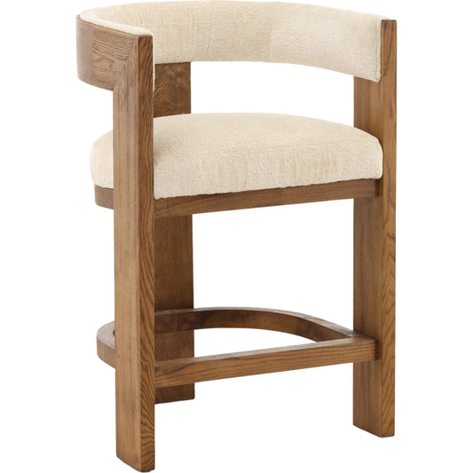 Nadia Counter Stool by Arch & Plane in cream, natural. Made from polyester fabric, solid ash wood in a unique style.