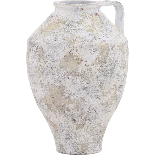 Halina Vase by Arch & Plane in white distressed. Made from terracotta in a unique style.