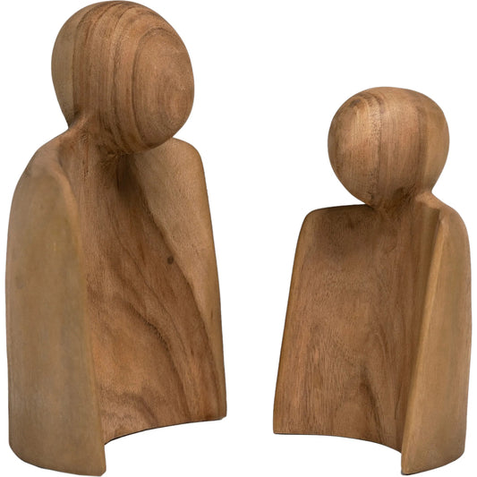 Wooden Sculpture (Set of 2) by Arch & Plane in natural. Made from exotic mindi wood in a unique style.