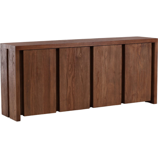 Cheyenne Sideboard by Arch & Plane in medium brown. Made from mindi wood in a unique style.