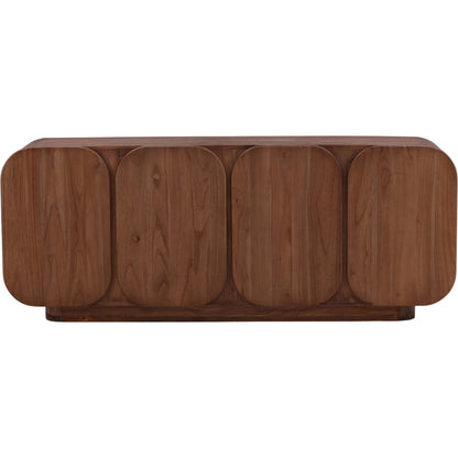 Marquez Sideboard by Arch & Plane in medium brown. Made from mindi wood in a unique style.