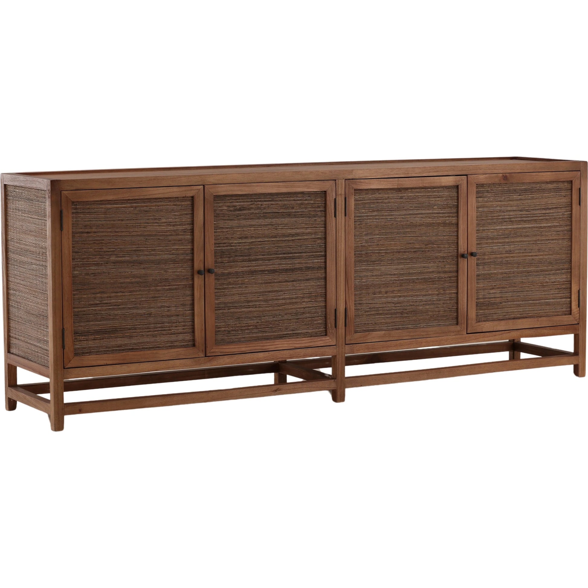 Allison Sideboard by Arch & Plane in brown. Made from mindi wood, coconut leaf rattan in a unique style.