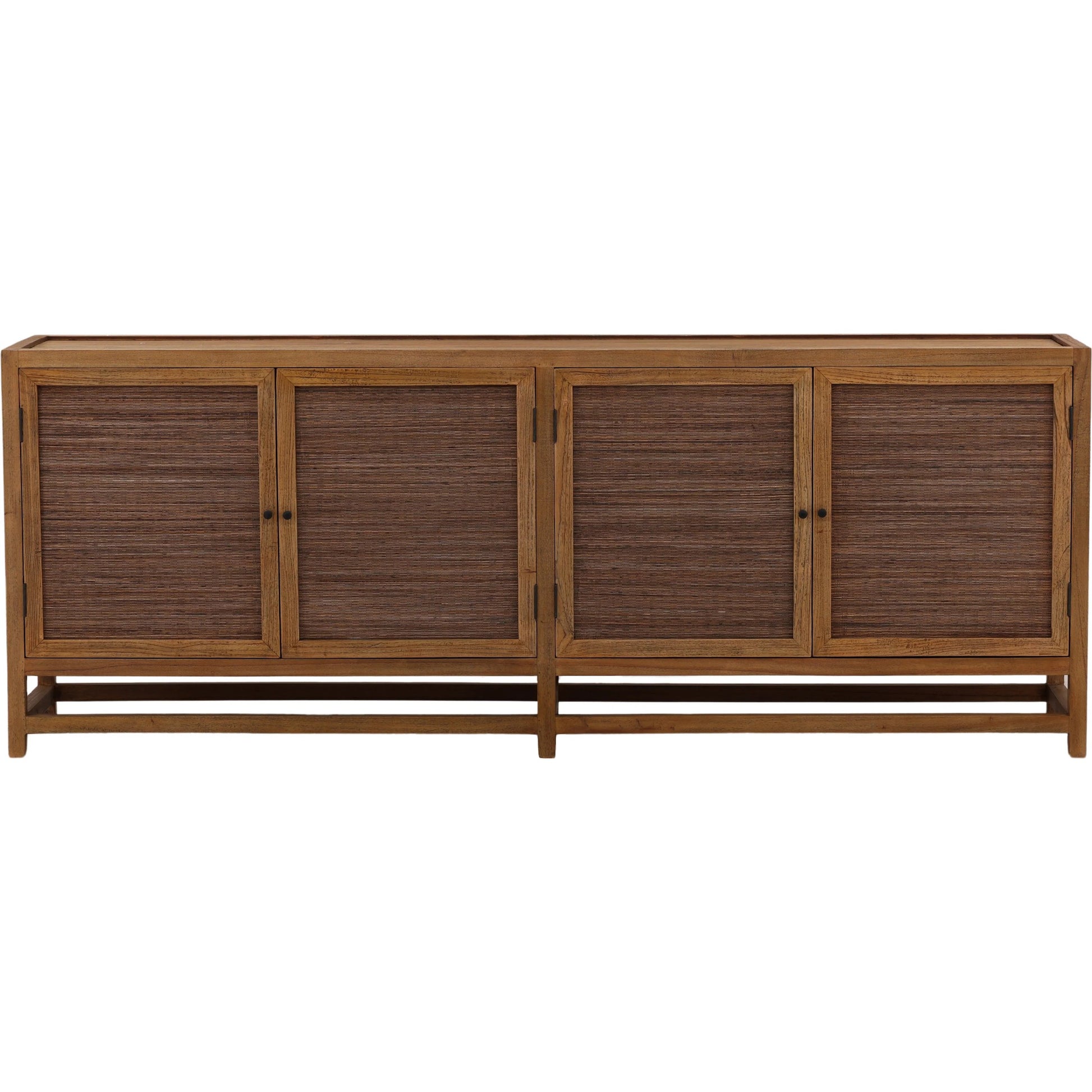 Allison Sideboard by Arch & Plane in brown. Made from mindi wood, coconut leaf rattan in a unique style.