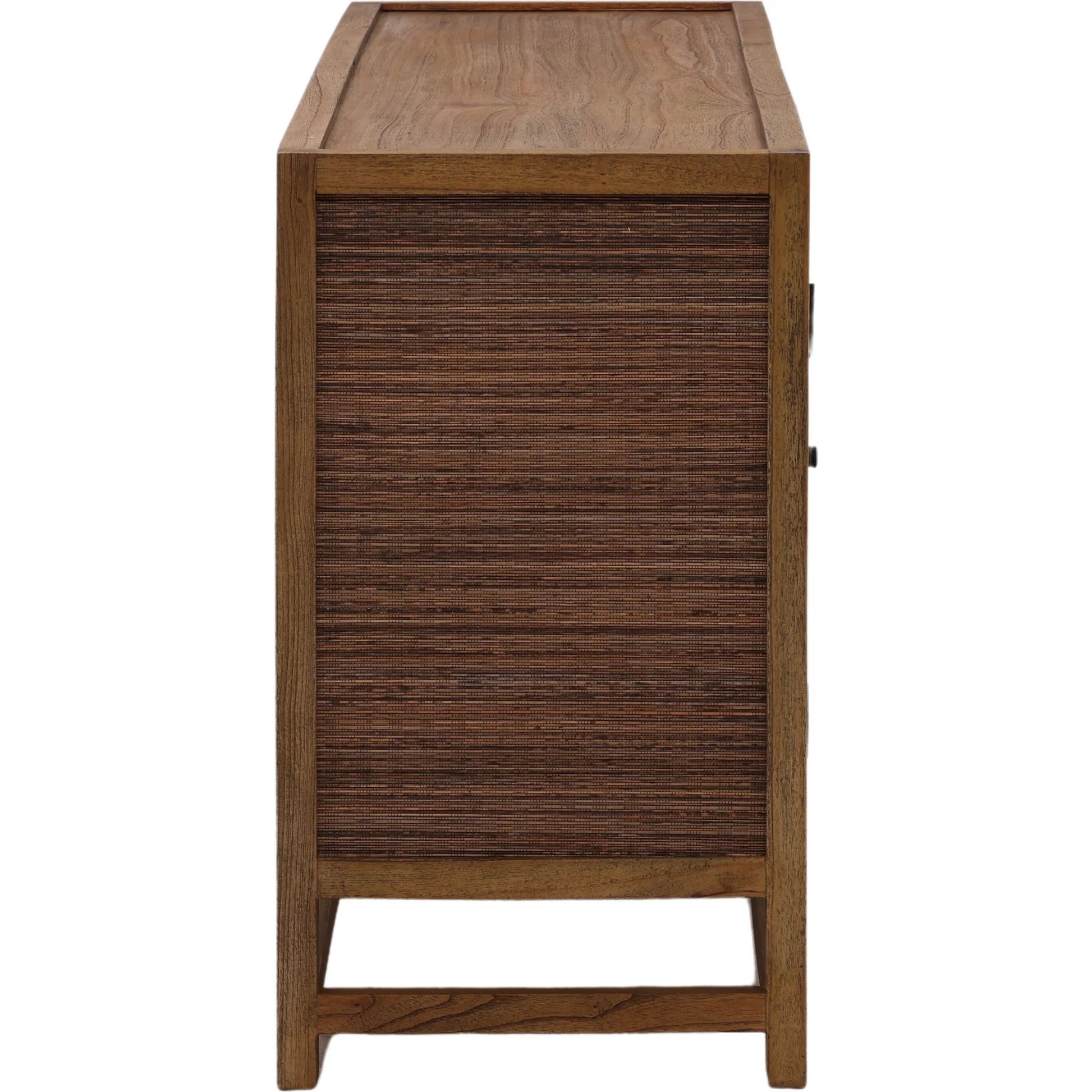 Allison Sideboard by Arch & Plane in brown. Made from mindi wood, coconut leaf rattan in a unique style.