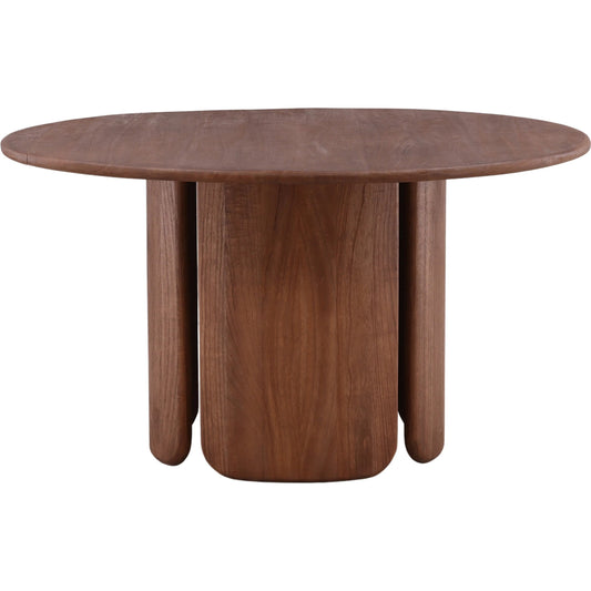 Belle Dining Table by Arch & Plane in medium brown. Made from mindi wood in a unique style.