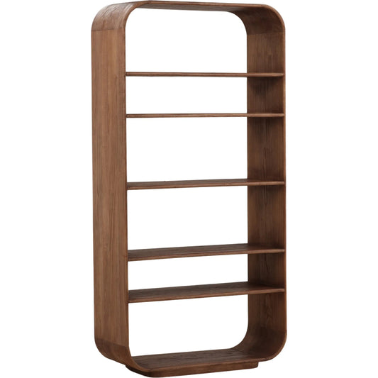 Emmanuel Bookcase by Arch & Plane in brown. Made from mindi wood in a unique style.