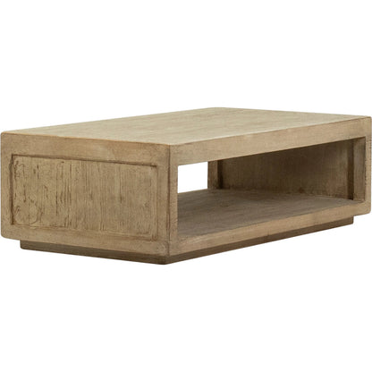 Herbert Minimalist Coffee Table by Arch & Plane in light brown, natural and natural warm wash sealed finish. Made from reclaimed pine wood in a modern style.