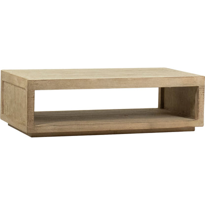 Herbert Minimalist Coffee Table by Arch & Plane in light brown, natural and natural warm wash sealed finish. Made from reclaimed pine wood in a modern style.