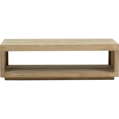 Herbert Minimalist Coffee Table by Arch & Plane in light brown, natural and natural warm wash sealed finish. Made from reclaimed pine wood in a modern style.