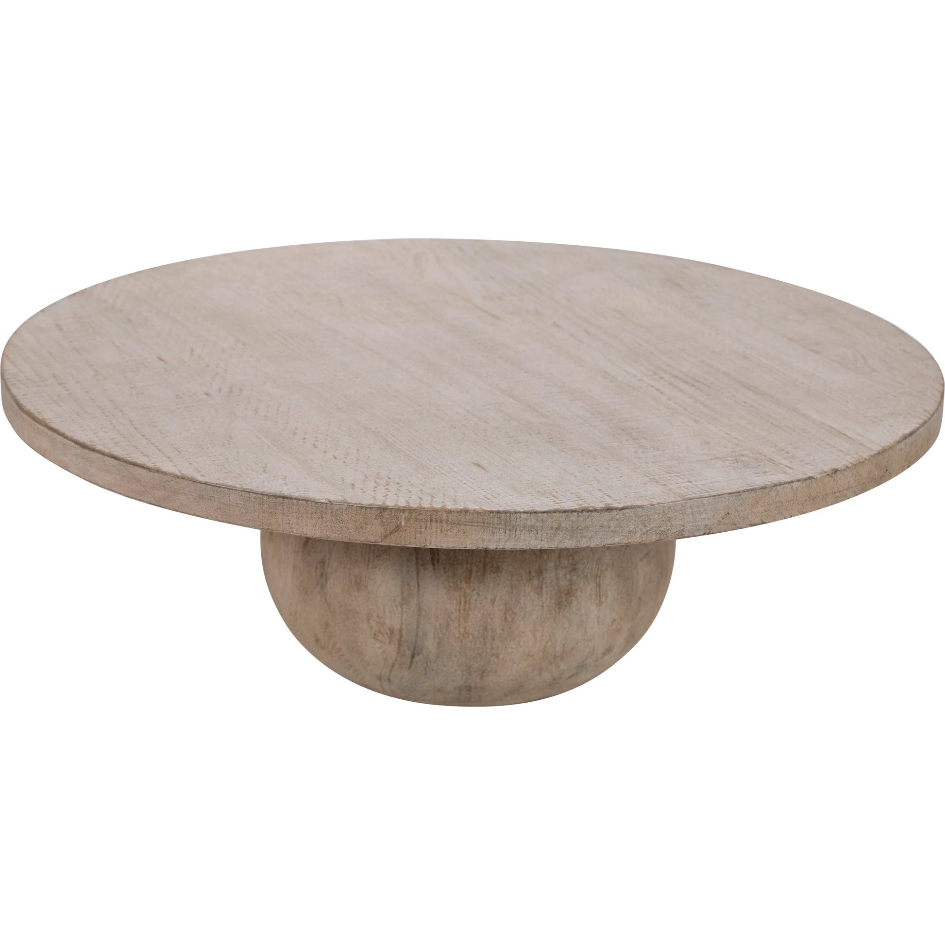 Brad Reclaimed Pine Round Coffee Table by Arch & Plane in light brown. Made from reclaimed pine in a modern style.