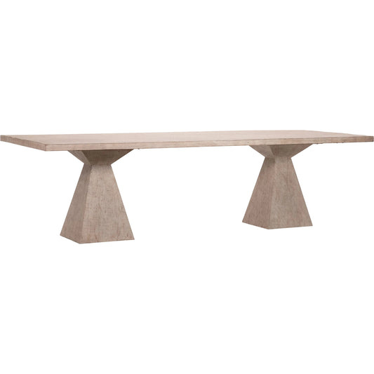 Ardis  Reclaimed Pine Double Pedestal Dining Table by Arch & Plane in light brown. Made from reclaimed pine in a modern style.
