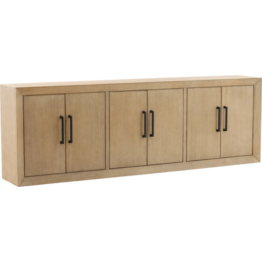 Sonya 3-Door Sideboard by Arch & Plane in light warm wash. Made from reclaimed pine wood in a transitional style.