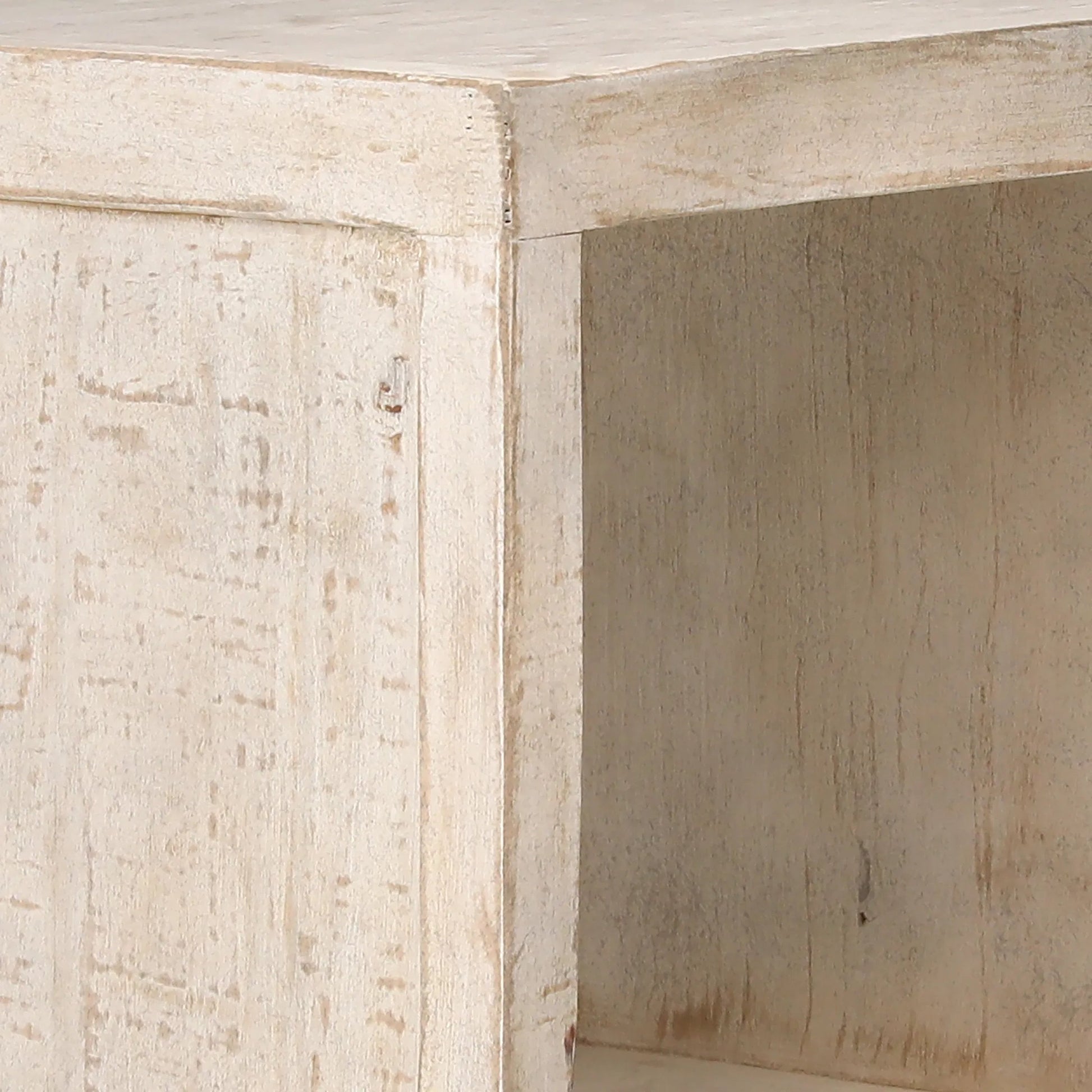 Stark Minimalist Side Table by Arch & Plane in natural, brown, white and light warm wash finish. Made from reclaimed pine wood in a modern style.
