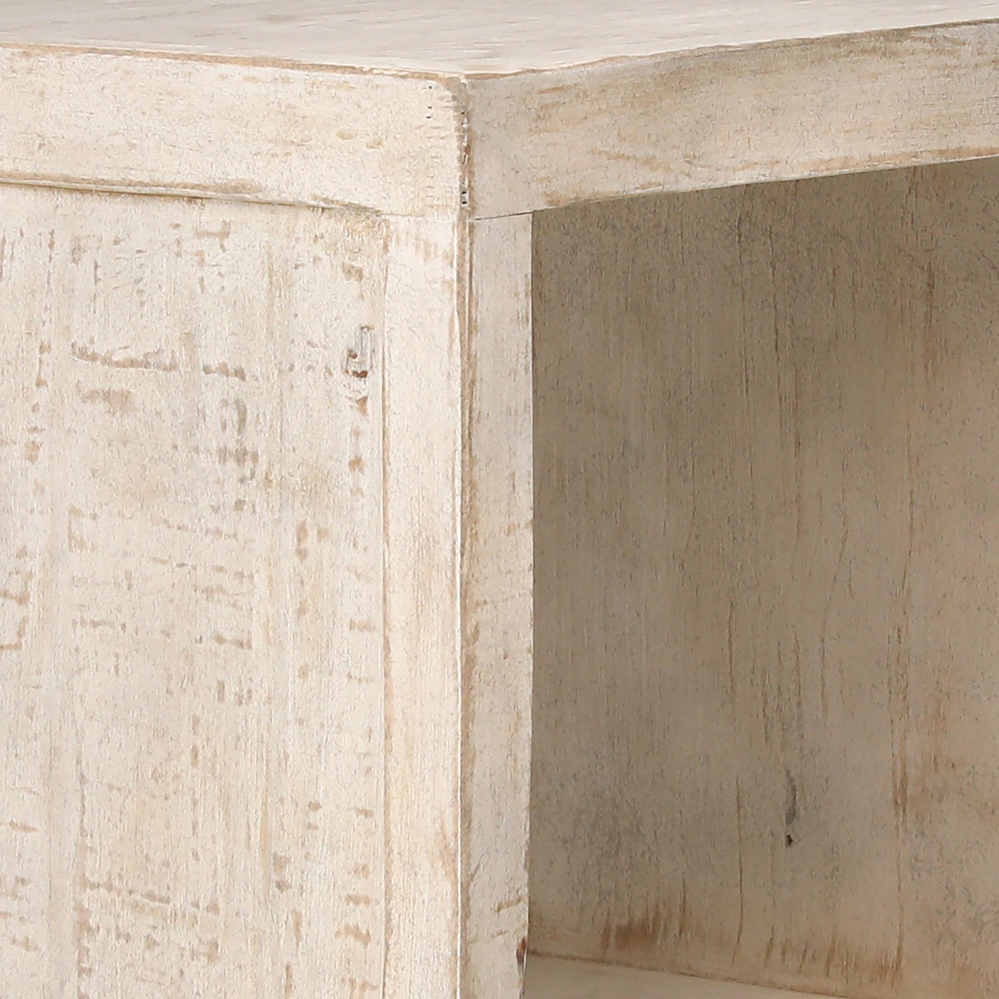Stark Minimalist Side Table by Arch & Plane in natural, brown, white and light warm wash finish. Made from reclaimed pine wood in a modern style.