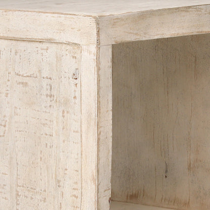 Stark Minimalist Side Table by Arch & Plane in natural, brown, white and light warm wash finish. Made from reclaimed pine wood in a modern style.