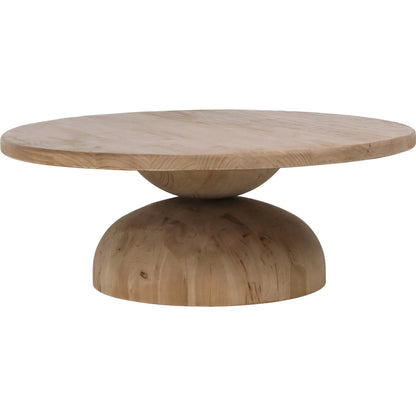 Luna Round Reclaimed Coffee Table by Arch & Plane in natural, brown and natural finish. Made from reclaimed pine wood in a modern style.