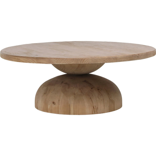 Luna Round Reclaimed Coffee Table by Arch & Plane in natural, brown and natural finish. Made from reclaimed pine wood in a modern style.