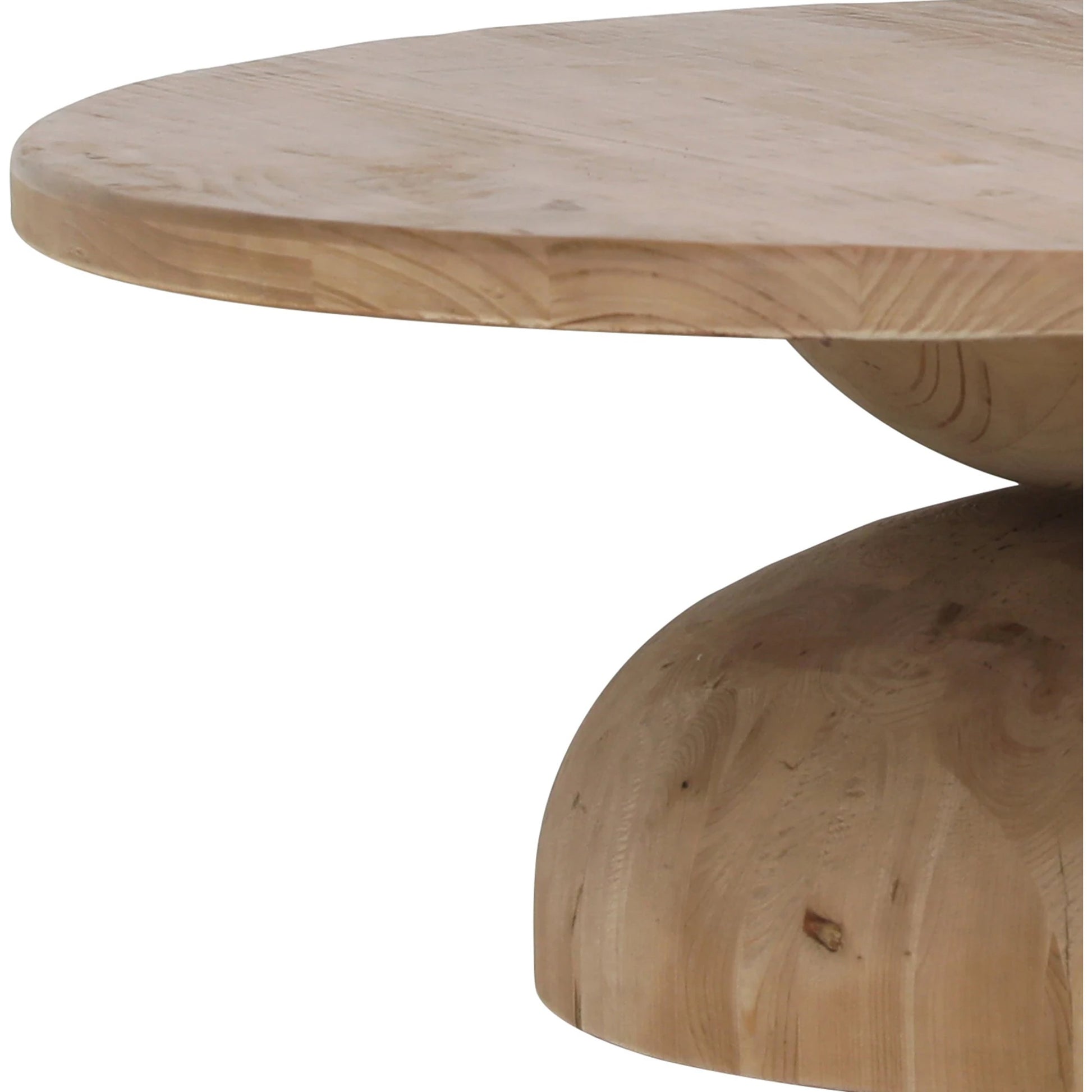 Luna Round Reclaimed Coffee Table by Arch & Plane in natural, brown and natural finish. Made from reclaimed pine wood in a modern style.