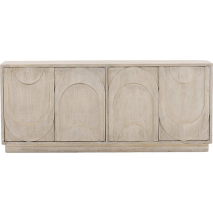 Virgie Sideboard by Arch & Plane in light warm wash. Made from reclaimed pine wood in a transitional style.