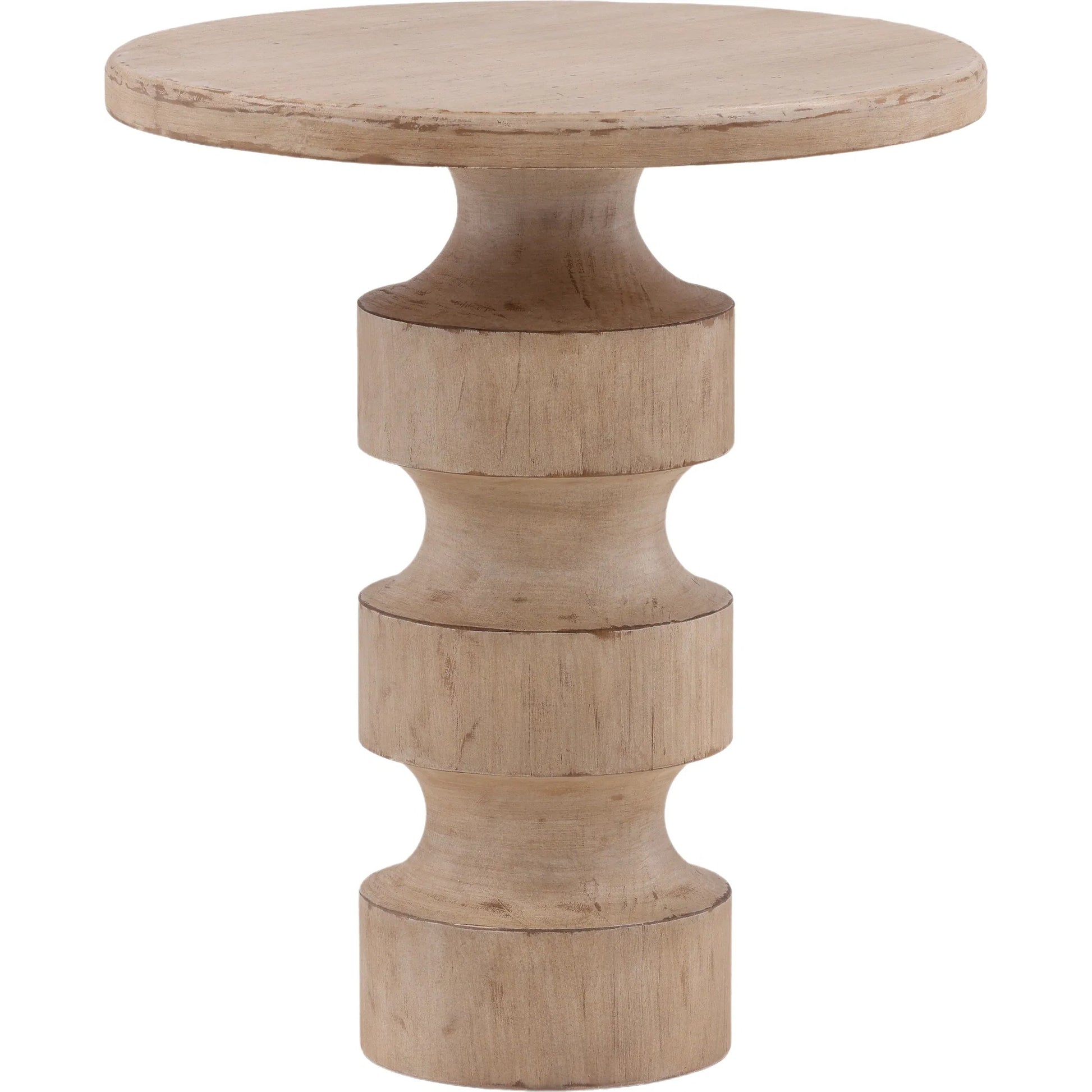 Zita End Table by Arch & Plane in light warm wash. Made from reclaimed pine wood in a transitional style.