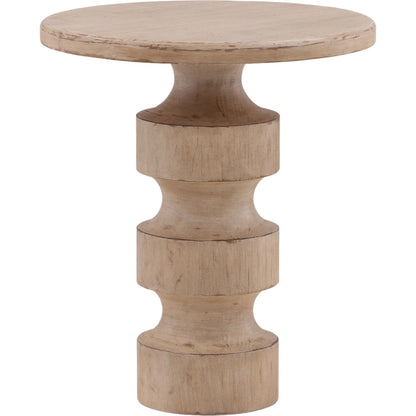 Zita End Table by Arch & Plane in light warm wash. Made from reclaimed pine wood in a transitional style.
