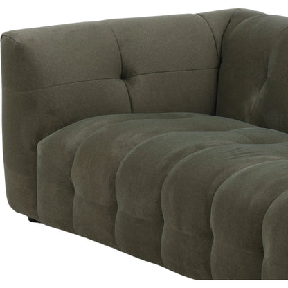 Poppy Sofa by Arch & Plane in mohair olive. Made from faux mohair fabric in a unique style.