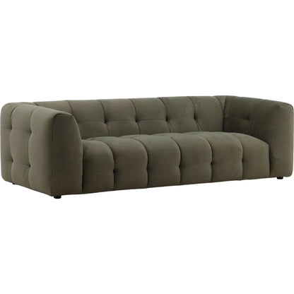 Poppy Sofa by Arch & Plane in mohair olive. Made from faux mohair fabric in a unique style.