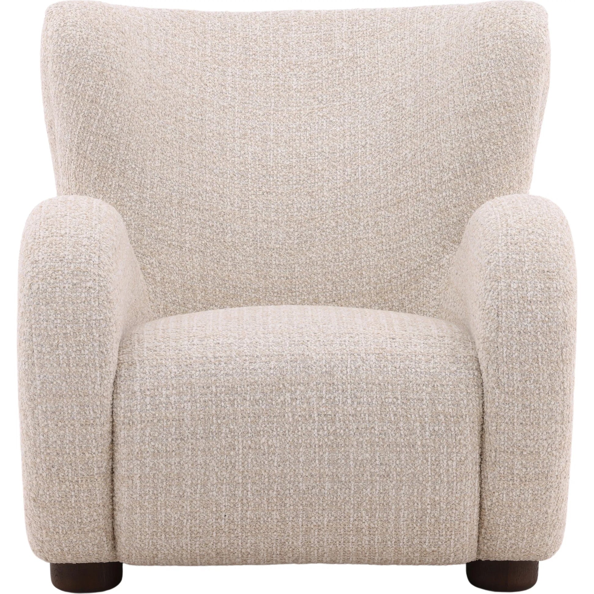 Waldo Occasional Chair by Arch & Plane in sand. Made from boucle fabric, ash wood in a transitional style.