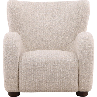 Waldo Occasional Chair by Arch & Plane in sand. Made from boucle fabric, ash wood in a transitional style.