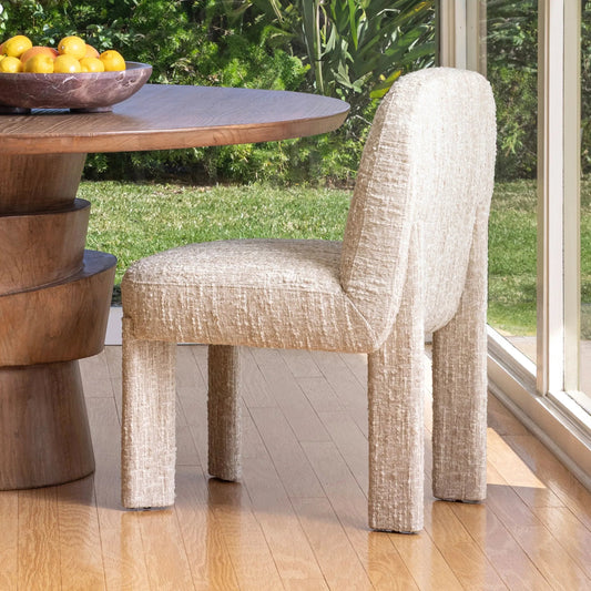 Briella Dining Chair by Arch & Plane in napa beige. Made from polyester blend upholstery in a unique style.