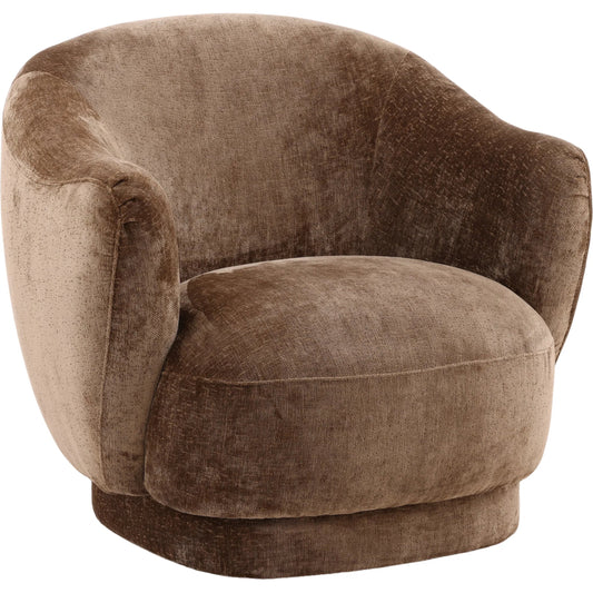 Cary Occasional Chair by Arch & Plane in chocolate brown. Made from distressed chenille velvet in a unique style.