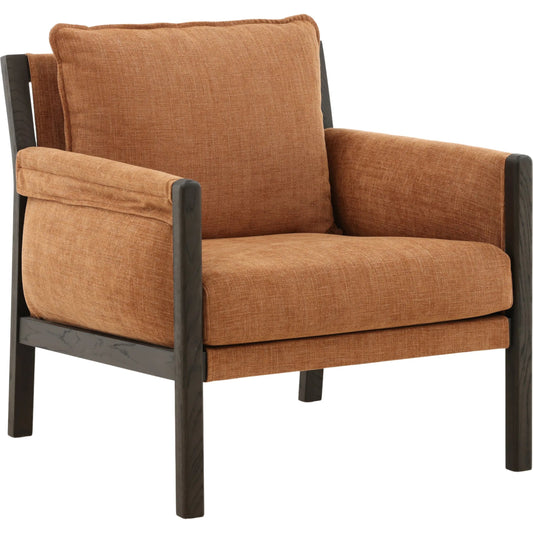 Jema Occasional Chair by Arch & Plane in topanga terracotta. Made from two-tone basketweave fabric, ash wood in a unique style.