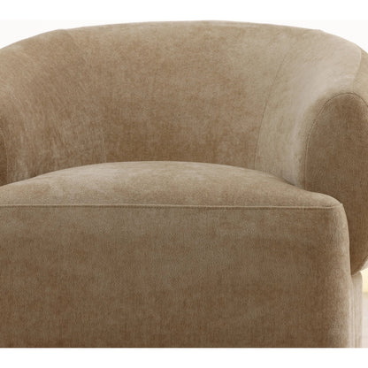 Elenor Swivel Chair by Arch & Plane in jasper sand. Made from chenille fabric, rubber wood in a transitional style.