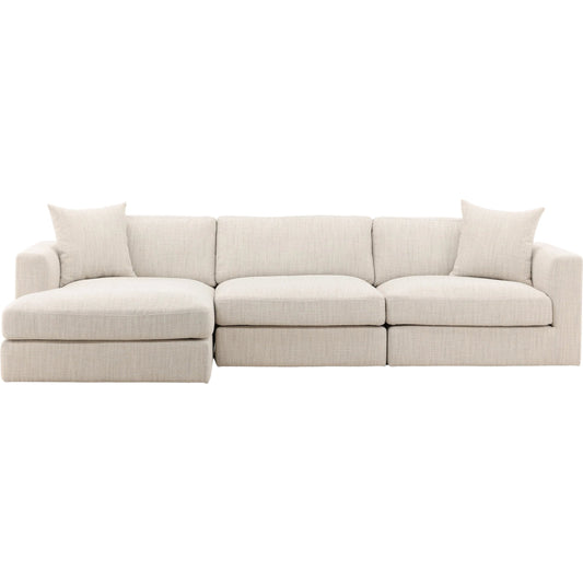 Erica Chaise Sectional by Arch & Plane in glendale taupe. Made from plain woven textured fabric in a unique style.