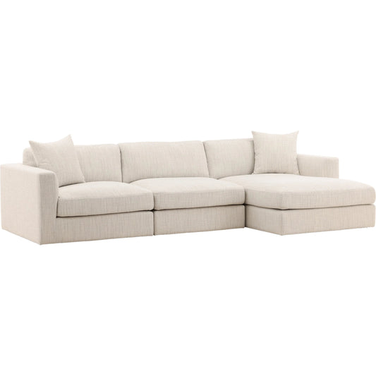 Erica Chaise Sectional by Arch & Plane in glendale taupe. Made from plain woven textured fabric in a unique style.