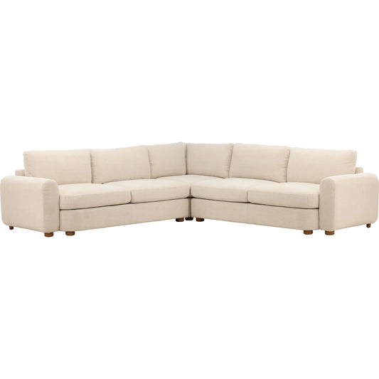 Araceli L-Shape Sectional by Arch & Plane in topanga oat, light brown. Made from two-tone basketweave fabric, rubber wood in a unique style.