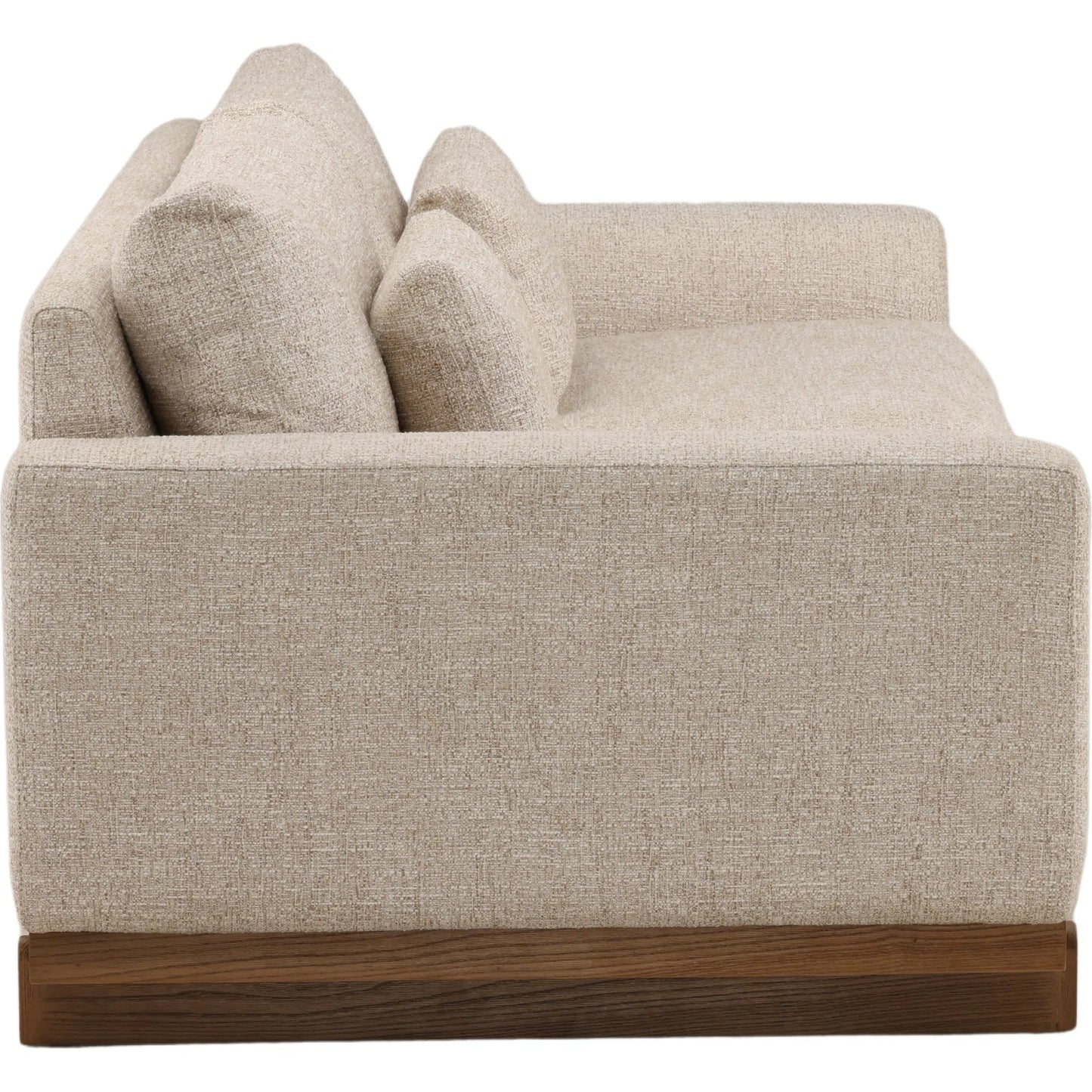 003 SI-2532927 | Additional Silo | Elvie Sofa by Arch & Plane in field fawn. Made from tweed fabric, elm wood in a unique style.