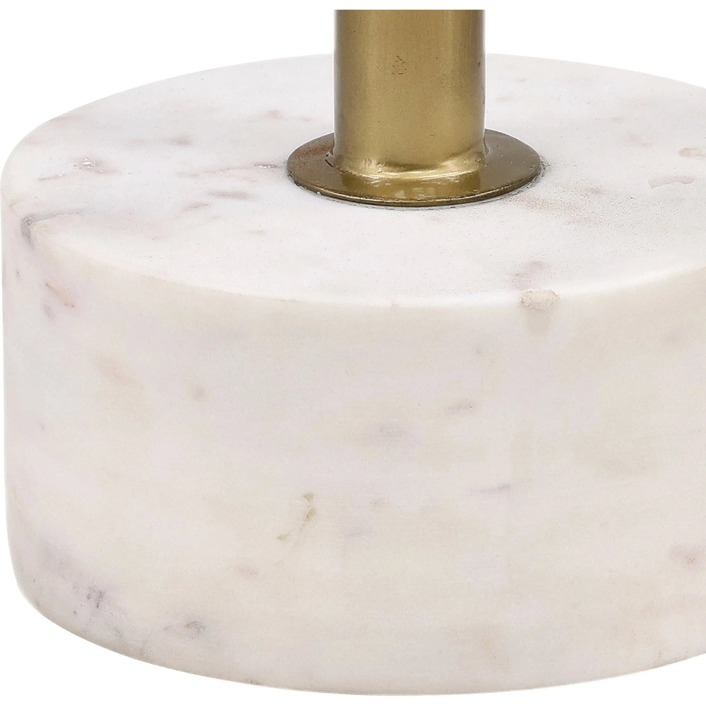 003 SI-2350819 | Closeup | Amira End Table by Arch & Plane in white, antique brass. Made from marble, iron in a modern style.