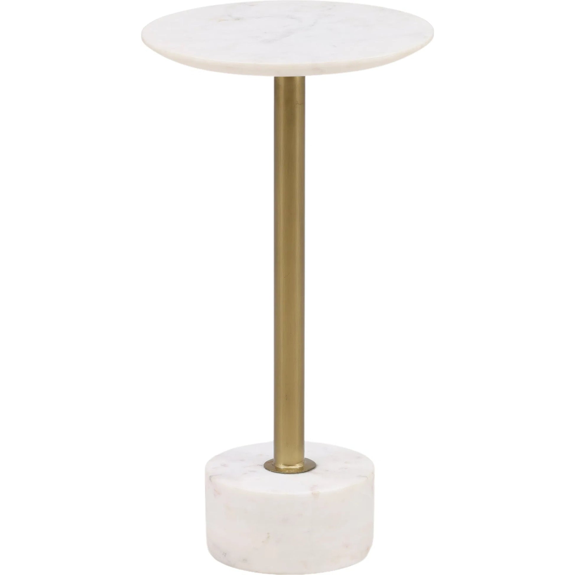 Amira End Table by Arch & Plane in white, antique brass. Made from marble, iron in a modern style.