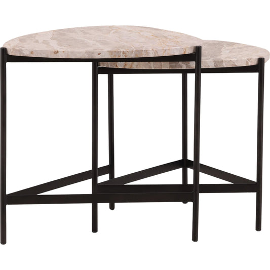 Corwin Nesting Tables by Arch & Plane in natural, black. Made from tendu marble, iron in a unique style.