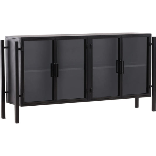 Grazia Sideboard by Arch & Plane in black. Made from iron, glass in a unique style.