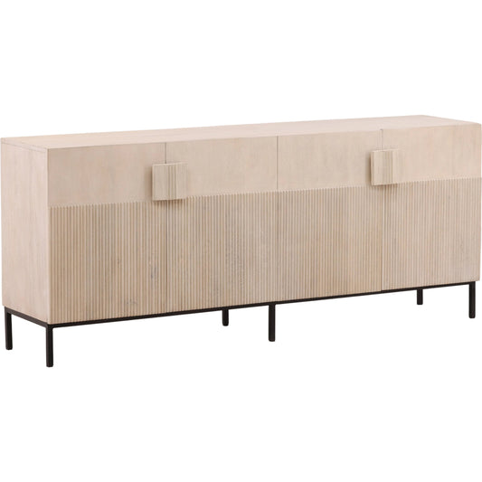 Leila Sideboard by Arch & Plane in light natural, black. Made from mango wood, iron base in a unique style.