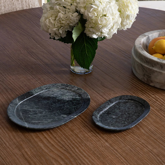Oris Tray (Set of 2) by Arch & Plane in green. Made from marble in a unique style.