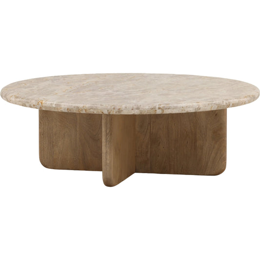 Layna Coffee Table by Arch & Plane in beige, natural. Made from tendu marble, mango wood in a unique style.