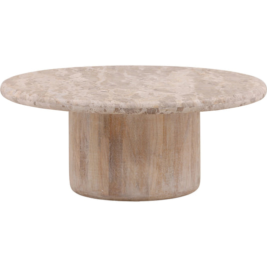 Kiyomi Coffee Table by Arch & Plane in beige, light natural. Made from tendu marble, mango wood in a unique style.
