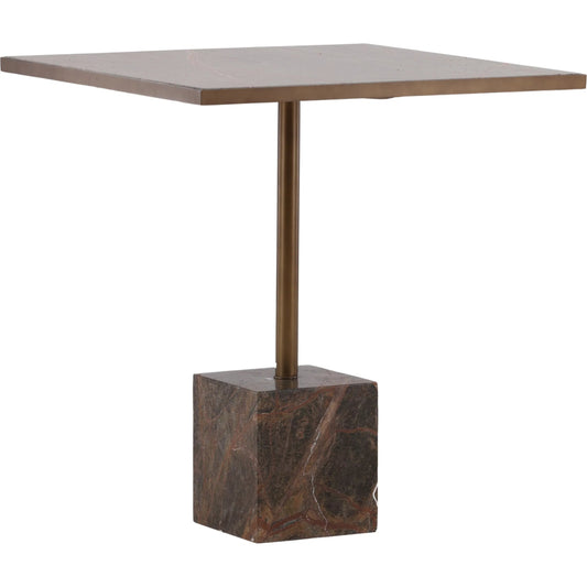 Michel Bistro Table by Arch & Plane in brown, green marble, antique brass. Made from bidasar marble, iron in a unique style.