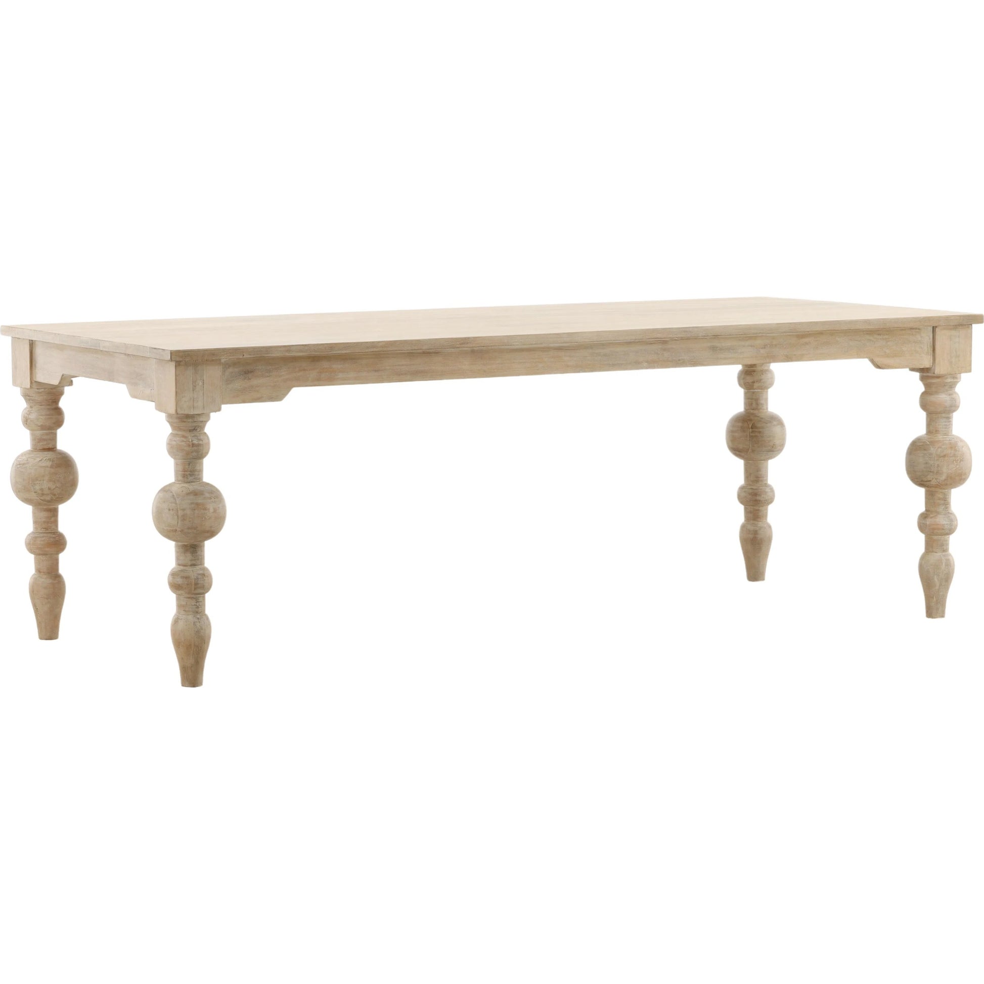 Jovany Dining Table by Arch & Plane in whitewash. Made from mango wood in a transitional style.